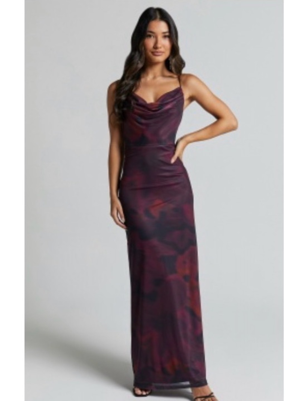 Showpo Plum and Black Cowl Neck Maxi Dress